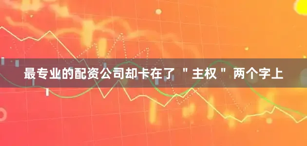 最专业的配资公司却卡在了 ＂主权＂ 两个字上